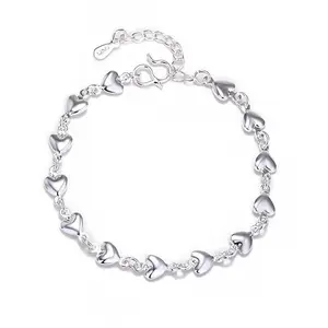 Bracelet en argent Sterling 925 pour femmes et filles, accessoires, bijoux coréens, cœur, mode, nouvelle collection