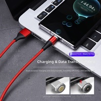 Câble de données magnétique portable 60W à charge rapide Type-C en PVC trois-en-un avec rotation magnétique puissante pour téléphone portable