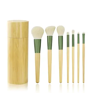Cute Makeup Brushes Wood Eco Friendly Pro Private Label Best Selling High Quality Makeup Brush Set with Cylinder