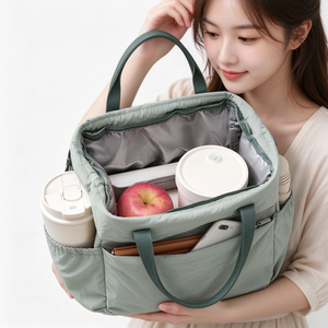 Nouveau Sac Repas Isotherme Portable Grande Capacité pour 4 Personnes en Nylon avec Cordon de Serrage et Feuille d'Aluminium Épaisse, Design Tendance, Logo Personnalisé en Usine - Product Image 6
