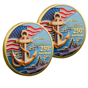 Памятная монета к 250-летию Корпуса морской пехоты США, сувенир, патриотический подарок, чеканка из железа с УФ-покрытием - Product Image 1
