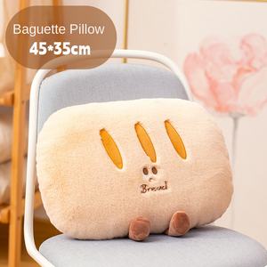 Oreiller de <span class=keywords><strong>croissant</strong></span> de baguette de <span class=keywords><strong>dessin</strong></span> animé mignon, dossier de peluche, soutien lombaire, sieste, couverture de climatisation, oreiller 2-en-1 - Product Image 6