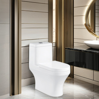 Toilette moderne monobloc en céramique siphonique économique sans rebord maison hôtels articles sanitaires montés au sol S-trap salle de bain commode