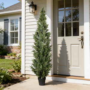 Árbol de Ciprés Artificial de 6 Pies en Maceta Negra, Resistente a los Rayos UV, Realista, para Interiores y Exteriores, Planta Topiaria, Decoración para Entrada de Jardín - Product Image 1