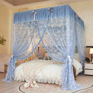 มุ้งกันยุงแบบตั้งพื้นลายลูกไม้สไตล์เจ้าหญิง ผ้าแจ็คการ์ด สำหรับใช้ในบ้าน สามประตู พร้อมเสา<span class=keywords><strong>ภายนอก</strong></span> ป้องกันฝุ่นแบบพระราชวัง - Product Image 4