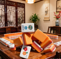 Ensemble de Mahjong américain en acrylique Orange Deluxe - 4 joueurs - Moderne, très durable, pliable, portable, avec rangement pour le divertissement