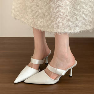 Nouvelle Collection Été – Mules à Talons Hauts Pointus et Fins pour Femme, Style Français, Bout Fermé et Talon Ouvert, pour un Look Élégant - Product Image 5