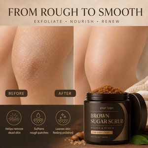 Exfoliante corporal suave de azúcar ODM que pulimenta la piel, renueva la textura, suaviza las áreas ásperas e hidrata la piel con azúcar moreno. - Product Image 4