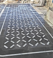 Carrelage de sol en marbre noir et blanc, motif géométrique en treillis, incrustation de pierre Nero Marquina, moderne, écologique, pour villa de luxe