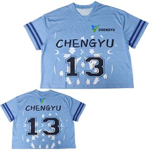 Maillot de football américain personnalisé par sublimation, coupe ample et courte, design oversize tendance, pour équipes et jeunes, avec impression - Product Image 2