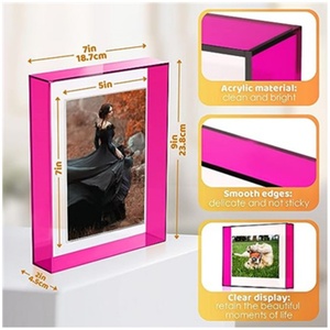 Marcos de Fotos Acrílicos Flotantes para Montar <span class=keywords><strong>en</strong></span> la Pared o Apoyar sobre una Mesa, Marcos Magnéticos Decorativos para Fotos, Marco Colgante de Neón - Product Image 2