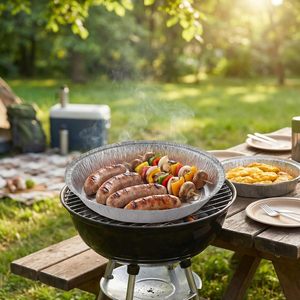 16 Inch Grid Round <b>Disc</b> Aluminum Foil Pan Roast Pork Container Sturdy Foil Pan - Product Image 2