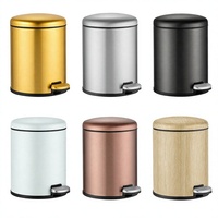 Poubelle de cuisine à pédale en acier inoxydable doré, avec ouverture silencieuse, pour hôtels, salles de bain et toilettes