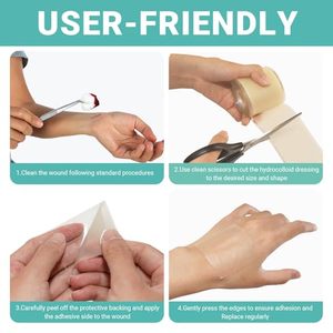 YOJO Parche de Vendaje en Rollo Hidrocoloide Autoadhesivo, Impermeable, Flexible, Ultra Absorbente, Esterilizado con EO, Tamaño Extra Grande - Product Image 4