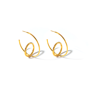 ต่างหูห่วงแฟชั่น สแตนเลส 316L ชุบทอง PVD ทนทาน เป็นมิตรต่อสิ่งแวดล้อม - Product Image 3