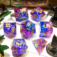 Lot de mini-dés polyédriques en résine faits à la main, vert ciel clair, 7 pièces pour RPG