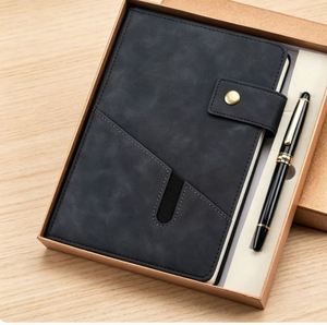Custom Office Gifts Promotional Items Executive Sets <b>A5</b> Gray PU Leather <b>Notebooks</b> With Pen Corporate Business Gift Set for Man - Product Image 5