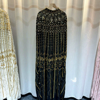 Robe Abaya de Luxe Élégante Brodéée, Robe de Soirée Musulmane Modeste pour Femmes Grandes Tailles pour Mariages et Aïd avec Accent Strass