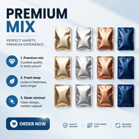 Sachet à fond plat personnalisé en stock avec poignée, en PE et feuille d'aluminium de qualité alimentaire, pour l'emballage du café moulu, idéal pour le café filtre.