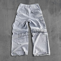 Nouveau printemps personnalisé pantalon convertible Hip Hop coton lourd 6 poches Vintage en détresse lavé Baggy Cargo Jeans pantalon hommes