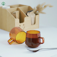 TYGLASS Tasses à café en verre borosilicate de couleur ambre Ensemble de tasses avec poignée Parfait pour les tasses à thé Latte