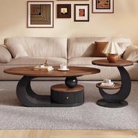 Table basse en forme de croissant en noyer, style luxe léger haut de gamme, pour petit appartement, salon, usage domestique, design vintage français