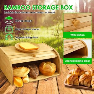 Boîte à pain en bambou avec couvercle rabattable, couleur naturelle, rangement de cuisine, conteneur alimentaire - Product Image 2