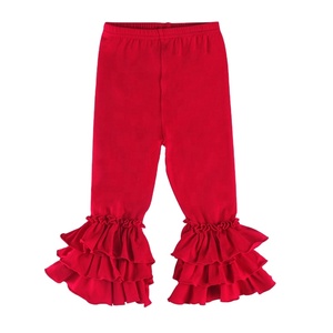 Hot Sales <b>Toddler</b> Ruffle Leggings Solid Color Triple Cotton Wholesale Kids Clothing Girls Ruffle Pants - Product Image 4