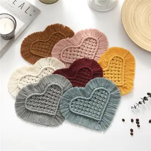 Modern Heart Shape Placemats Cup Mat Pad Coasters Table Mats Cotton Crochet Place Mats