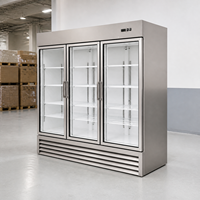 Réfrigérateur vertical pour boissons, trois portes vitrées, refroidissement par air, étagères réglables, dégivrage automatique, 1700L, boulangerie