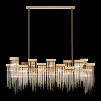 Lustre linéaire moderne personnalisé style cascade en cristal, suspension artistique Art Déco créative pour salle à manger, chambre, villa
