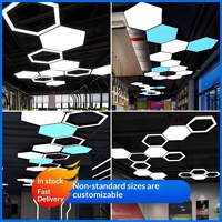 Lampu Gantung LED Bentuk Sarang Lebah Heksagonal Besi Kreatif untuk Kantor, Gym, Warnet & Pusat Perbelanjaan - Desain Industrial