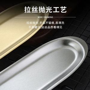 Stainless Steel Long Oval Plate For Hotel Food Service Microwave Safe Solid Color Design - Product Image 4
