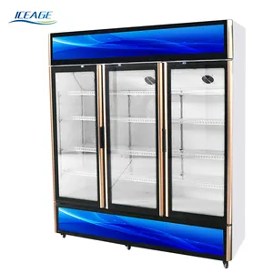 Supermarché commercial 3 portes 2000mm large réfrigérateur d'affichage
