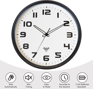 Modern Decorative Plastic <b>Silver</b> Frame Quartz Needle Wall <b>Clock</b> with Traditional Design Silent Sweep Movement Round 12 Inch - Product Image 4