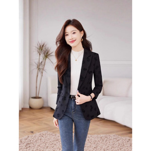 Women's Blazer Khaki Rose Print Slim Fit Spring Autumn Style 2025 Irregular Pattern 3D Effects With Label - Product Image 3