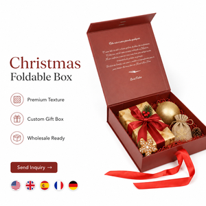 Luxury Custom Magnetic Folding Premium Cardboard <b>Christmas</b> Presentation Packaging Solution <b>Gift</b> <b>Box</b> With Ribbon - Product Image 1