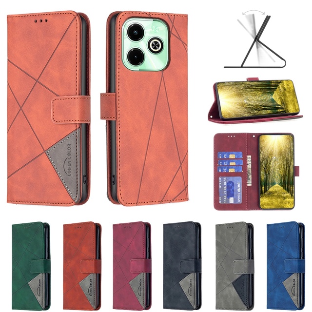 Leather Flip Stand Holder Phone Case for Infinix Hot 40 40i 30i Zero 30 4G 5G Note 11 Hot 11 Play