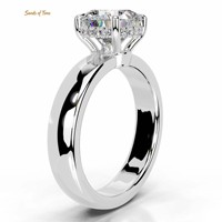 Bague moderne profil solitaire en argent S925 plaqué or, sertie de moissanite D Color VVS taille deux carats, monture griffe, fourniture OEM pour