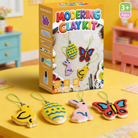 Kit de Pâte à Modeler à Séchage à l'Air Thème Pâques, Kit de Fabrication de Pendentifs et Porte-clés DIY, Non Toxique, Sans Cuisson, Sûr pour les Enfants, Jouet Éducatif, Cadeau pour Enfants 3 ans et plus