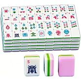 Jeu de Mahjong américain complet en résine acrylique brillante multicolore, 166 tuiles, bâtons de déplacement, tapis de mélange de cartes, sac