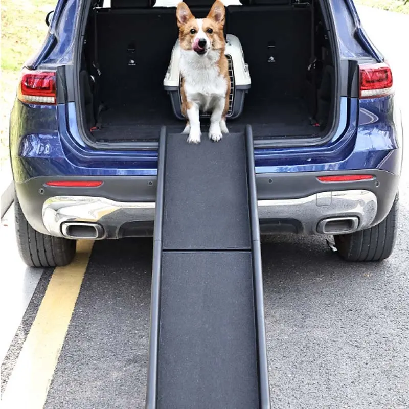 Rampa plegable para mascotas Happy Ride para coches, camiones y SUV-62 pulgadas portátil para perros grandes con barandillas