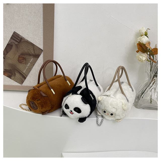 ZPB2721 New Arrival Vintage Women's Cross Body Shoulder Bag Fashionable Animal Shape Plush Small Purses Zip Closure Cute Ladies