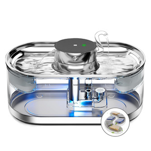 Fuente de agua inteligente de acero inoxidable para varios animales, para gatos y perros, desmontable, recargable, con luz LED, 1250 g, forma redonda - Product Image 1