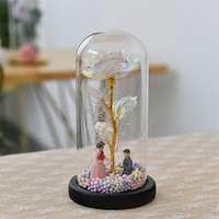 Rose éternelle en feuille d'or sous dôme en verre borosilicate avec lumière LED, artificielle, créative, pour la Saint-Valentin, transfrontalière