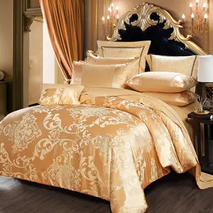 European Style Wedding 4 Piece Jacquard Bedding Set Luxury Cotton King Size Embroidery Bed Sheet Bedding Sets