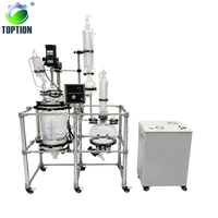 Réacteur de cristallisation en verre à double enveloppe TOPTION 10/20L personnalisé avec chauffage, refroidissement et pompe à vide