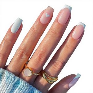 Faux ongles en ABS, style papillon bleu <span class=keywords><strong>pastel</strong></span> et diamant, mignons et frais, thème crème glacée estivale, à prix bas, vente en gros - Product Image 2