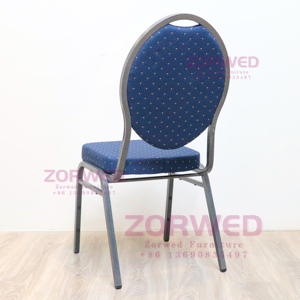 Venta al por mayor de muebles de hotel apilables, restaurante, marco metálico redondo azul, mesas y sillas de salón de banquetes de boda para eventos de fiesta - Product Image 5
