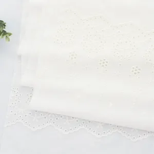 High Quality customized floral embroidered fabric Double Side cotton embroidery fabrics for clothing material dress